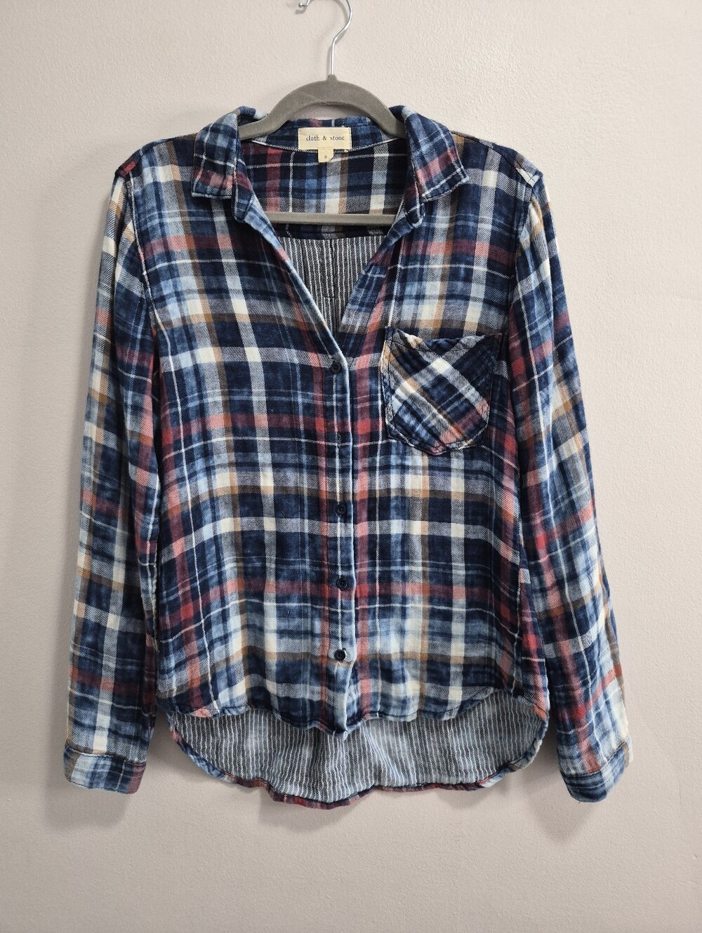 Cloth & Stone Plaid Slub Cotton Plaid Button Up Shirt Size Small